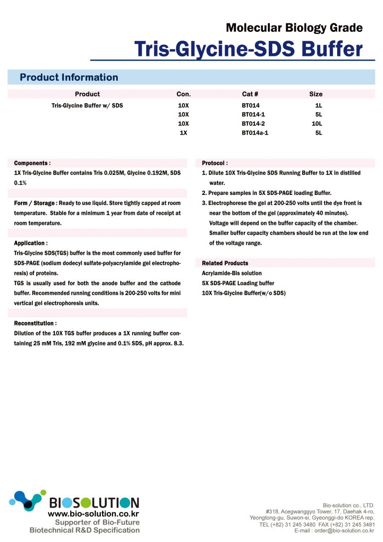 [BT014-1] 10X Tris-Glycine-SDS Buffer – Fast & Reliable – One-Day ...